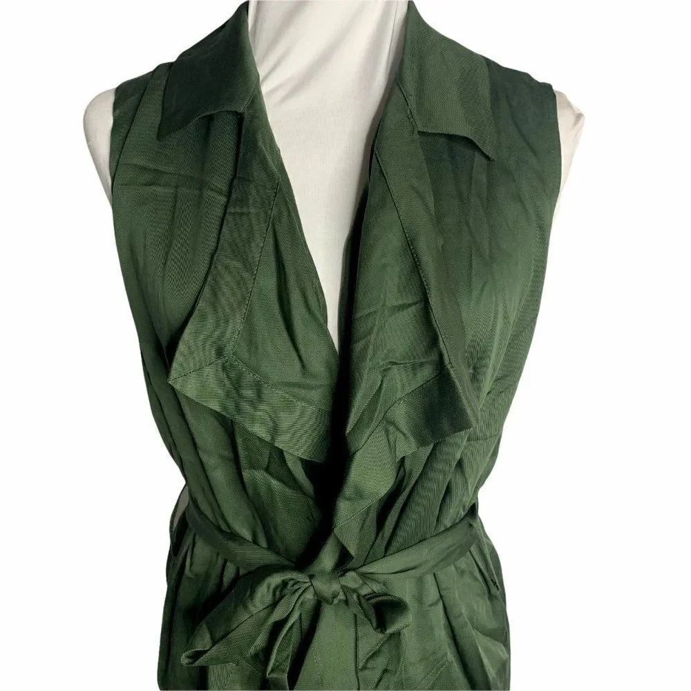 BB Dakota Open Front Cardigan Vest M Army Green